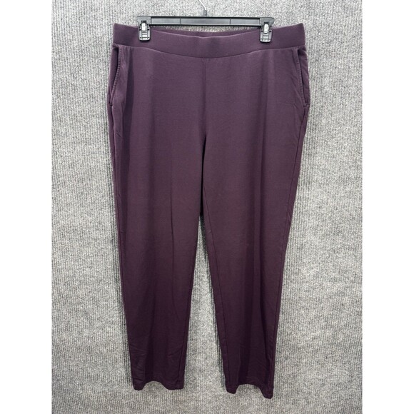 J Jill Pure Jill Affinity French Terry Pants Sz 2X Purple Slim Leg Pull On Pima - Picture 1 of 11